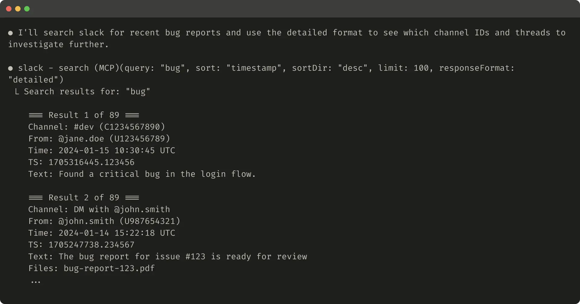 该代码片段展示了一个详细工具响应的示例。