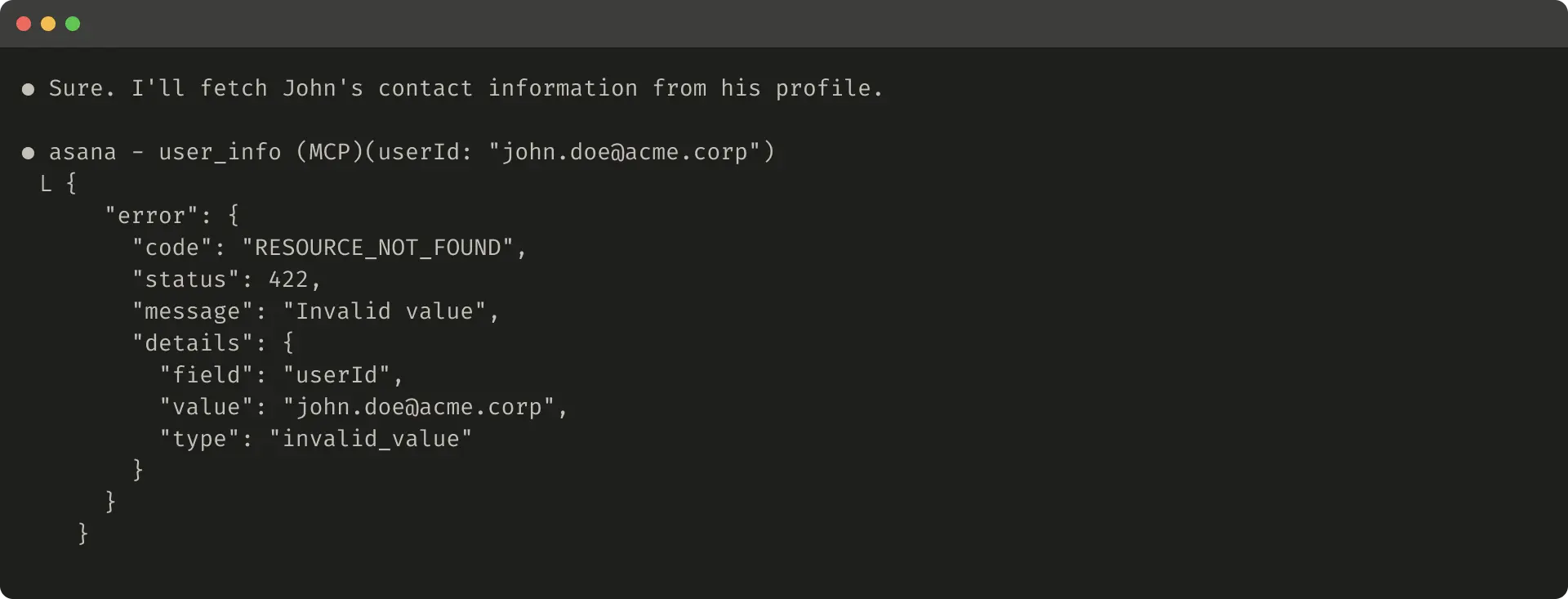 该图展示了一个无益的工具错误响应示例。